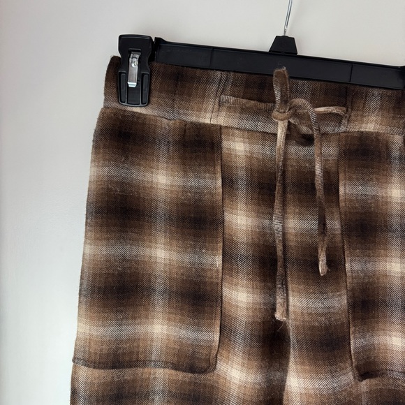 ZARA | HIGH RISE SOFT BROWN PLAID NEUTRAL CLEAN GIRL PANTS TROUSERS - Picture 6 of 8